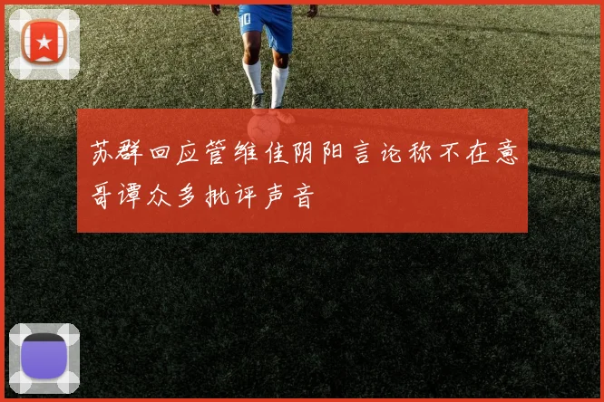 苏群回应管维佳阴阳言论称不在意哥谭众多批评声音